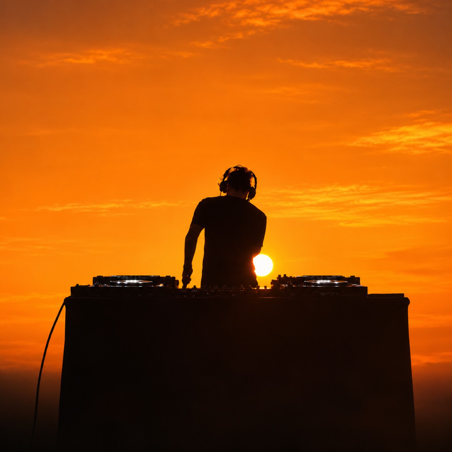 DJ playing a set after dark
